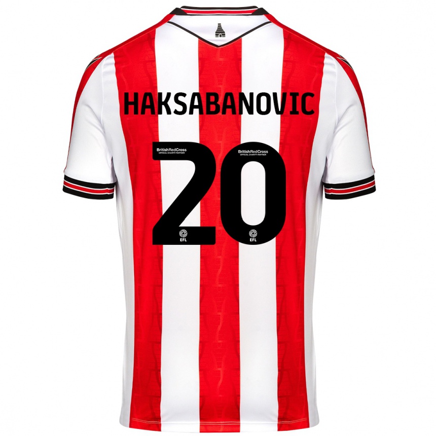 Vyrai Sead Hakšabanović #20 Raudona Balta Namų Marškinėliai 2024/25 T-Shirt