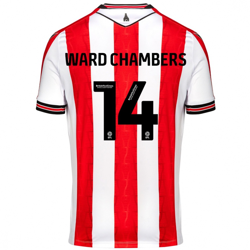 Vyrai Courtnay Ward-Chambers #14 Raudona Balta Namų Marškinėliai 2024/25 T-Shirt