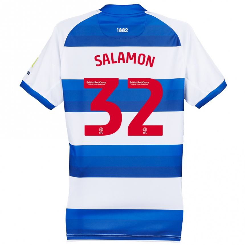 Vyrai Matteo Salamon #32 Balta Mėlyna Namų Marškinėliai 2024/25 T-Shirt