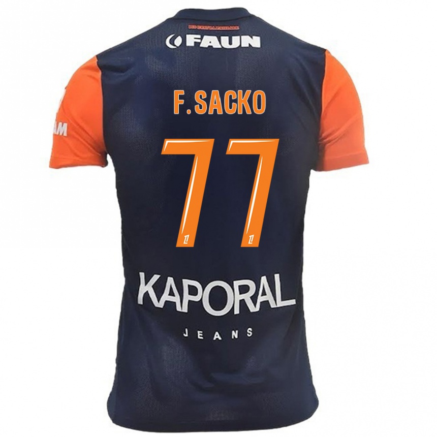 Vyrai Falaye Sacko #77 Tamsiai Mėlyna Oranžinė Namų Marškinėliai 2024/25 T-Shirt