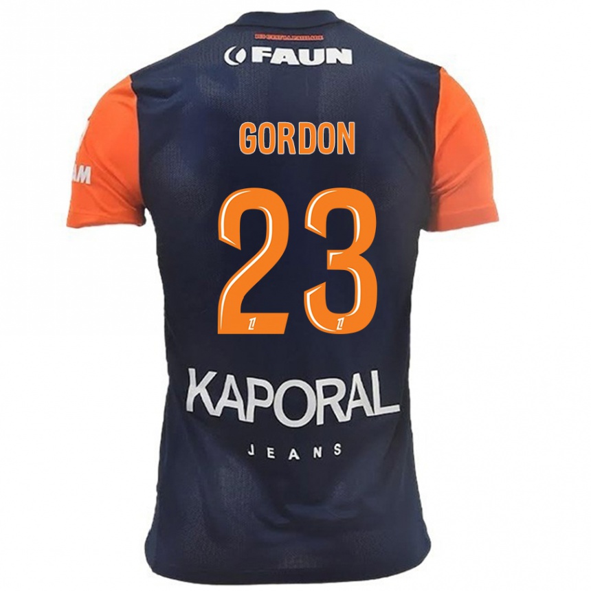 Vyrai Sh'nia Gordon #23 Tamsiai Mėlyna Oranžinė Namų Marškinėliai 2024/25 T-Shirt