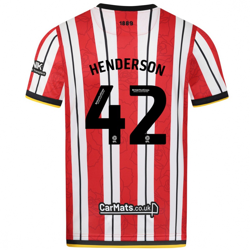 Vyrai Peyton Henderson #42 Raudonos Baltos Juostelės Namų Marškinėliai 2024/25 T-Shirt