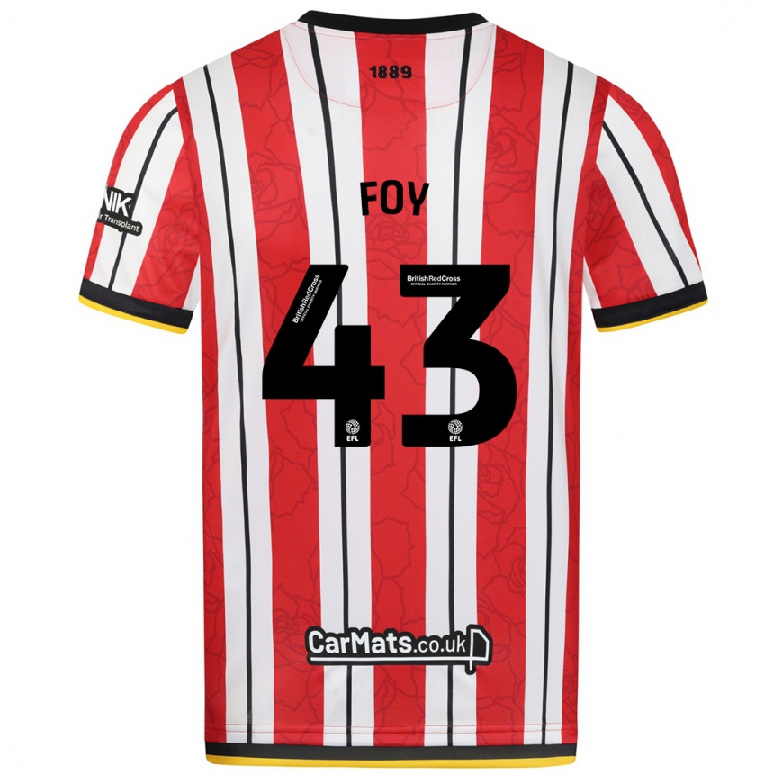 Vyrai Gus Foy #43 Raudonos Baltos Juostelės Namų Marškinėliai 2024/25 T-Shirt