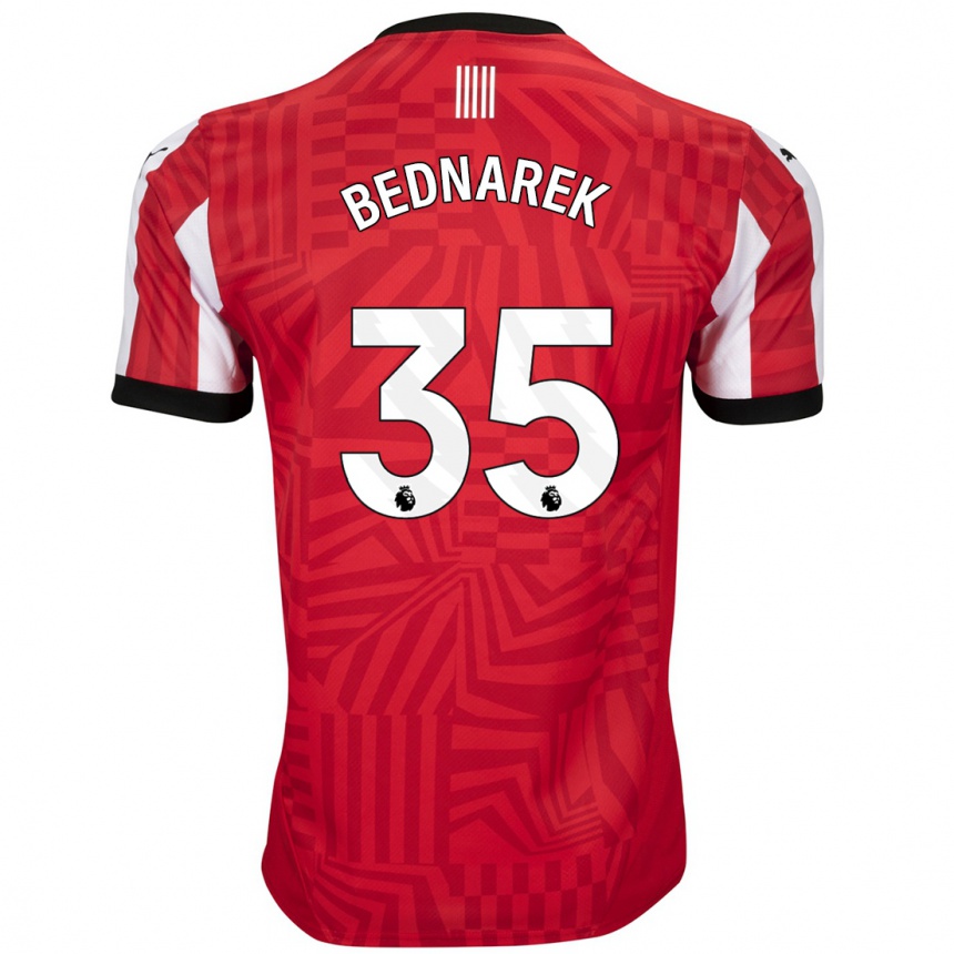 Vyrai Jan Bednarek #35 Raudona Balta Namų Marškinėliai 2024/25 T-Shirt