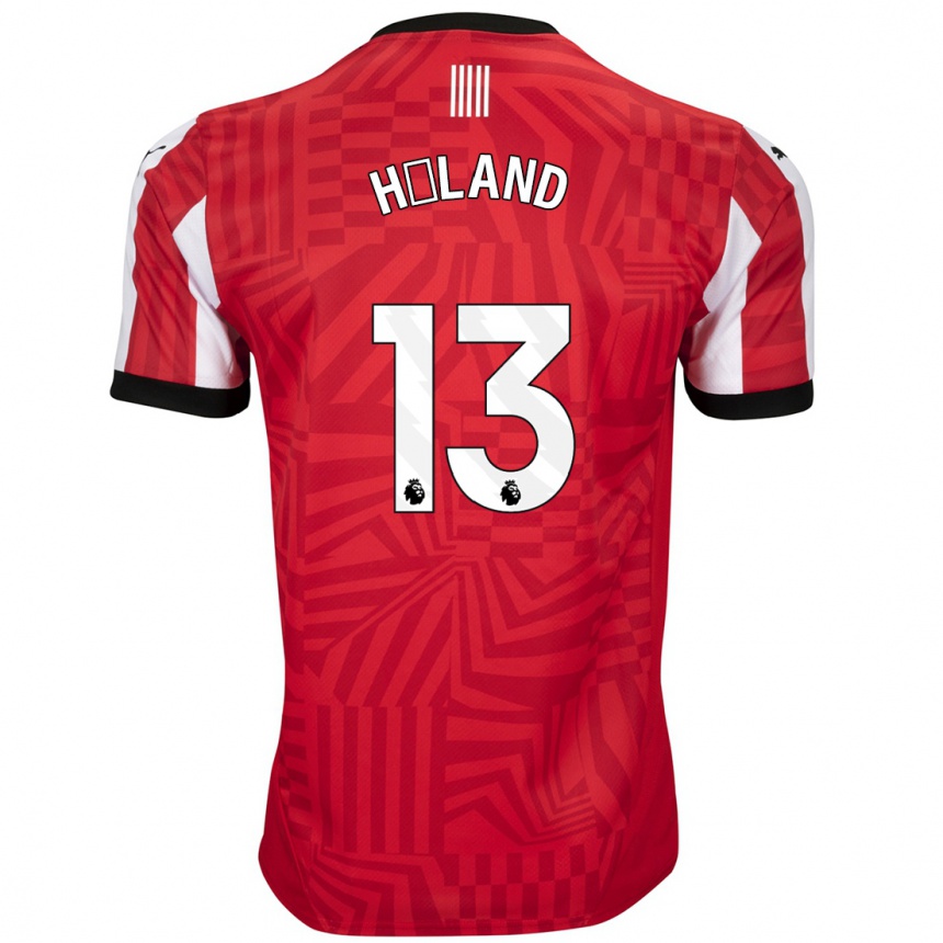 Vyrai Benedicte Håland #13 Raudona Balta Namų Marškinėliai 2024/25 T-Shirt