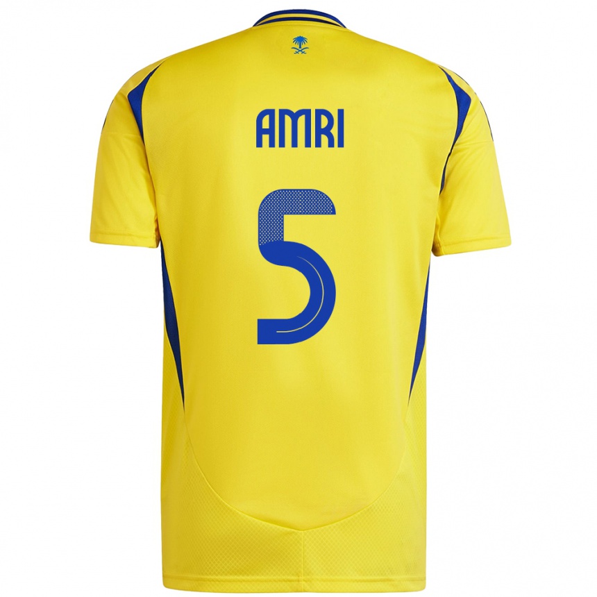 Vyrai Abdulelah Al-Amri #5 Geltona Mėlyna Namų Marškinėliai 2024/25 T-Shirt