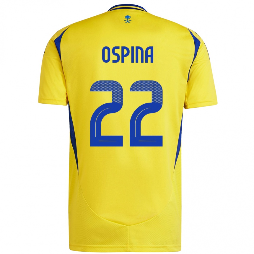 Vyrai David Ospina #22 Geltona Mėlyna Namų Marškinėliai 2024/25 T-Shirt