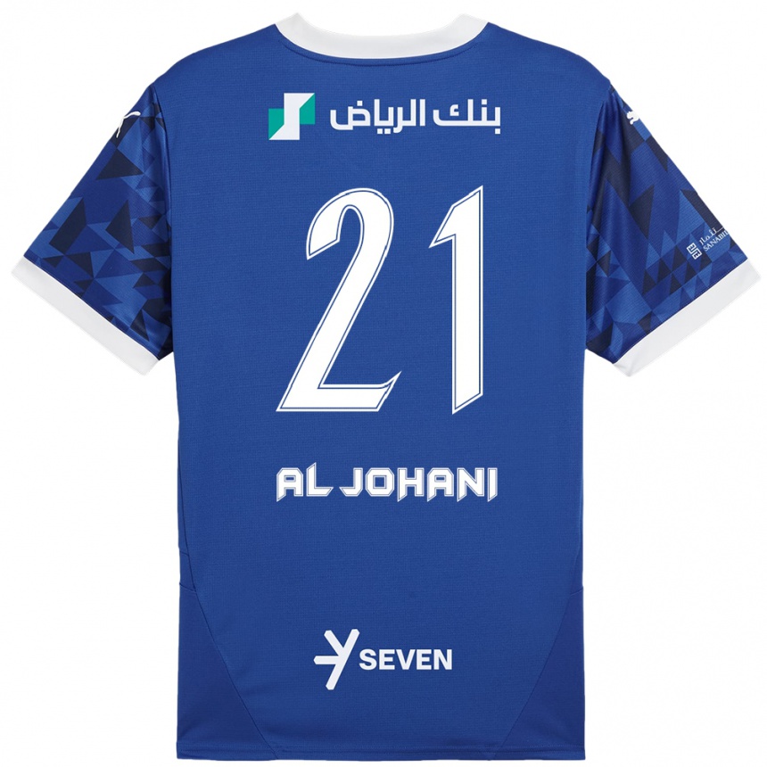 Vyrai Joury Al-Johani #21 Tamsiai Mėlyna Balta Namų Marškinėliai 2024/25 T-Shirt