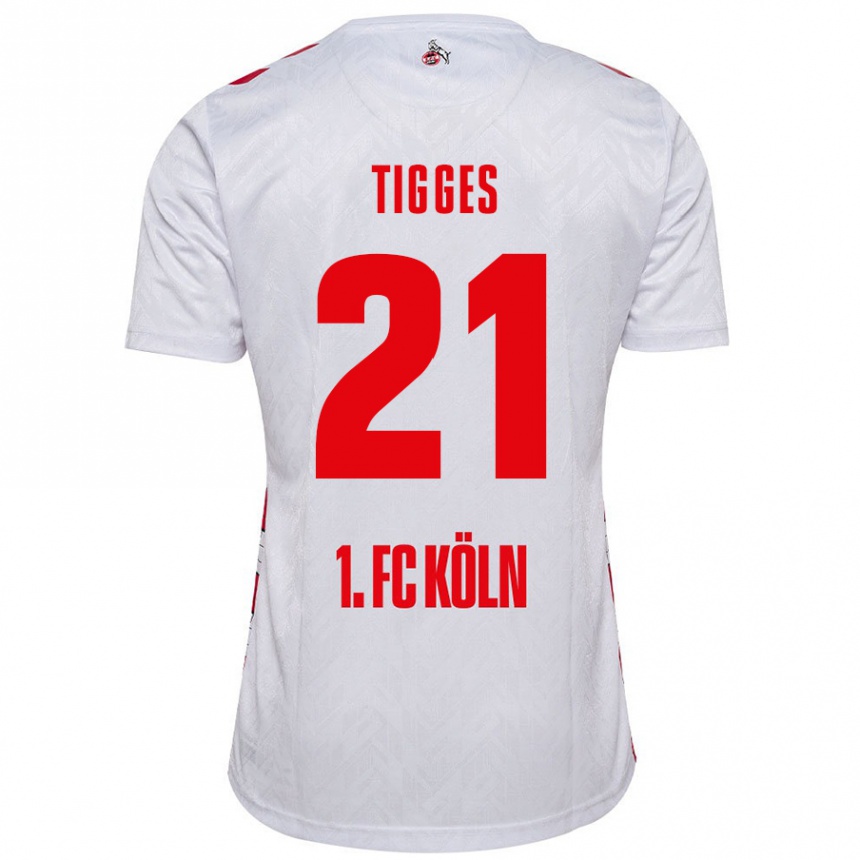 Vyrai Steffen Tigges #21 Balta Raudona Namų Marškinėliai 2024/25 T-Shirt