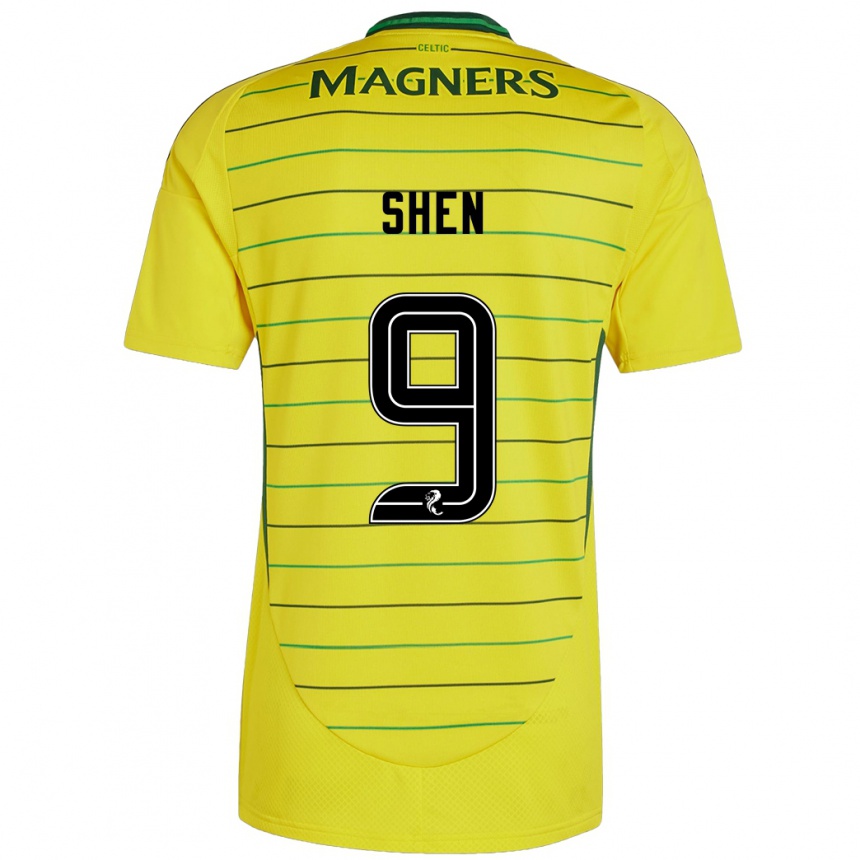 Vyrai Shen Mengyu #9 Geltona Išvykos Marškinėliai 2024/25 T-Shirt