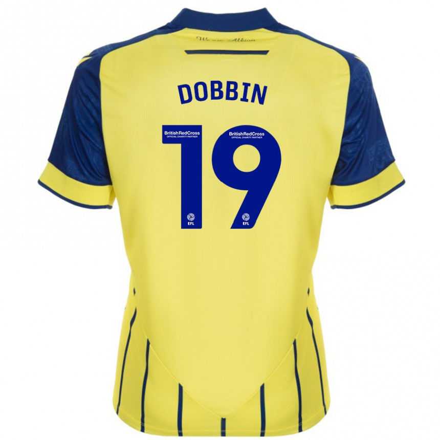 Vyrai Lewis Dobbin #19 Geltona Mėlyna Išvykos Marškinėliai 2024/25 T-Shirt