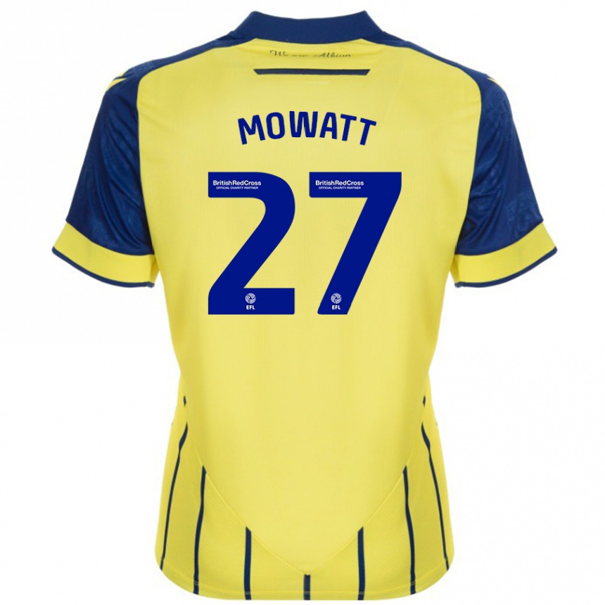 Vyrai Alex Mowatt #27 Geltona Mėlyna Išvykos Marškinėliai 2024/25 T-Shirt