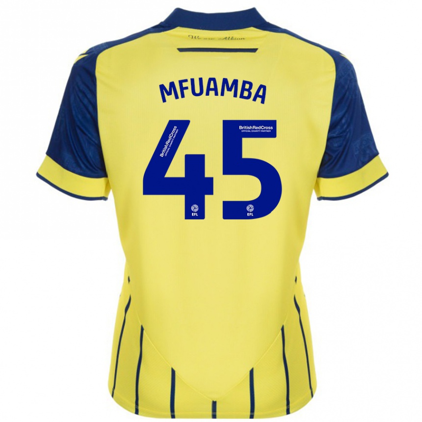 Vyrai Kevin Mfuamba #45 Geltona Mėlyna Išvykos Marškinėliai 2024/25 T-Shirt