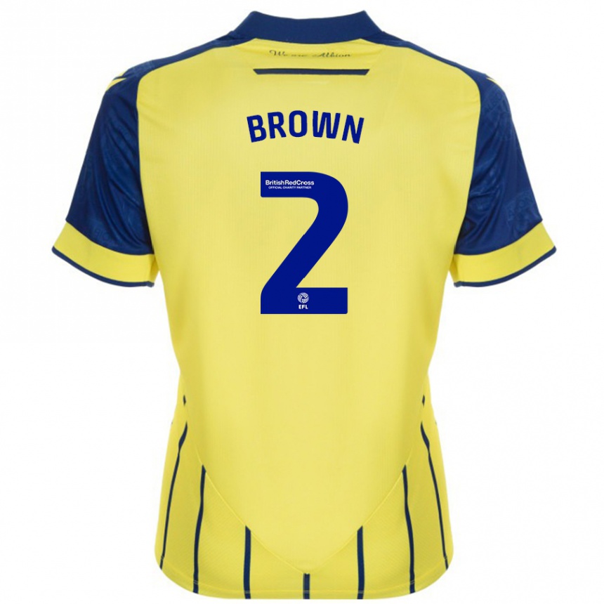 Vyrai Ashlee Brown #2 Geltona Mėlyna Išvykos Marškinėliai 2024/25 T-Shirt