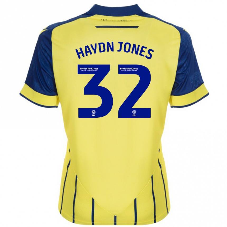 Vyrai Mackenzie Haydn-Jones #32 Geltona Mėlyna Išvykos Marškinėliai 2024/25 T-Shirt