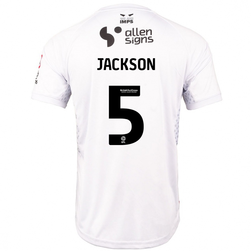 Vyrai Adam Jackson #5 Raudona Balta Išvykos Marškinėliai 2024/25 T-Shirt