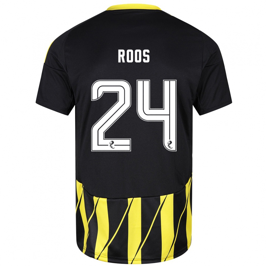 Vyrai Kelle Roos #24 Juoda Geltona Išvykos Marškinėliai 2024/25 T-Shirt