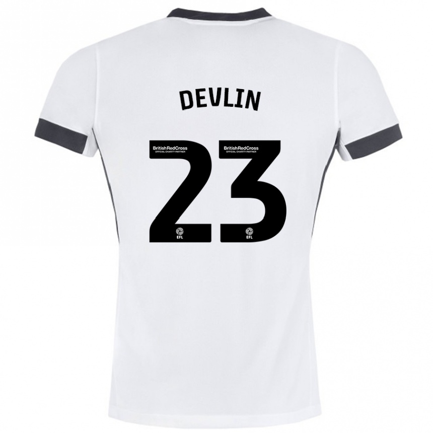 Vyrai Charlotte Devlin #23 Balta Juoda Išvykos Marškinėliai 2024/25 T-Shirt