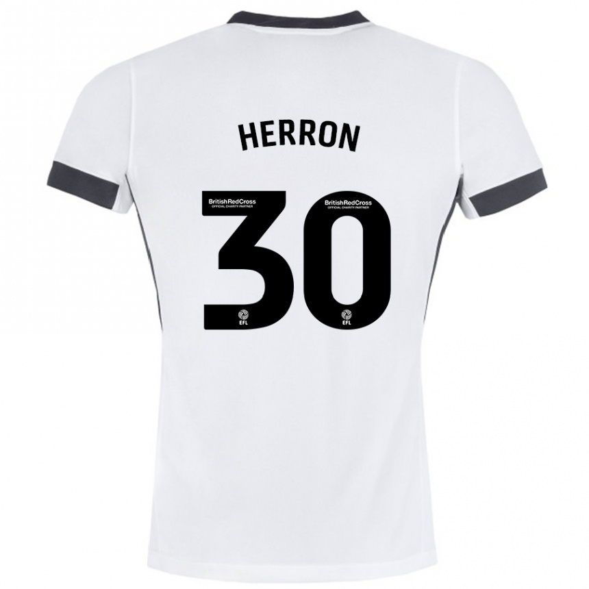 Vyrai Neve Herron #30 Balta Juoda Išvykos Marškinėliai 2024/25 T-Shirt