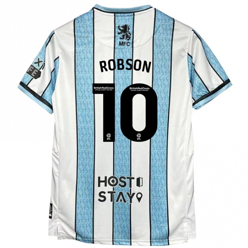 Vyrai Lauren Robson #10 Balta Mėlyna Išvykos Marškinėliai 2024/25 T-Shirt