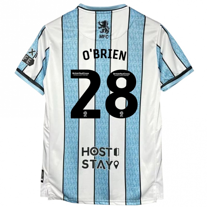 Vyrai Lewis O'brien #28 Balta Mėlyna Išvykos Marškinėliai 2024/25 T-Shirt