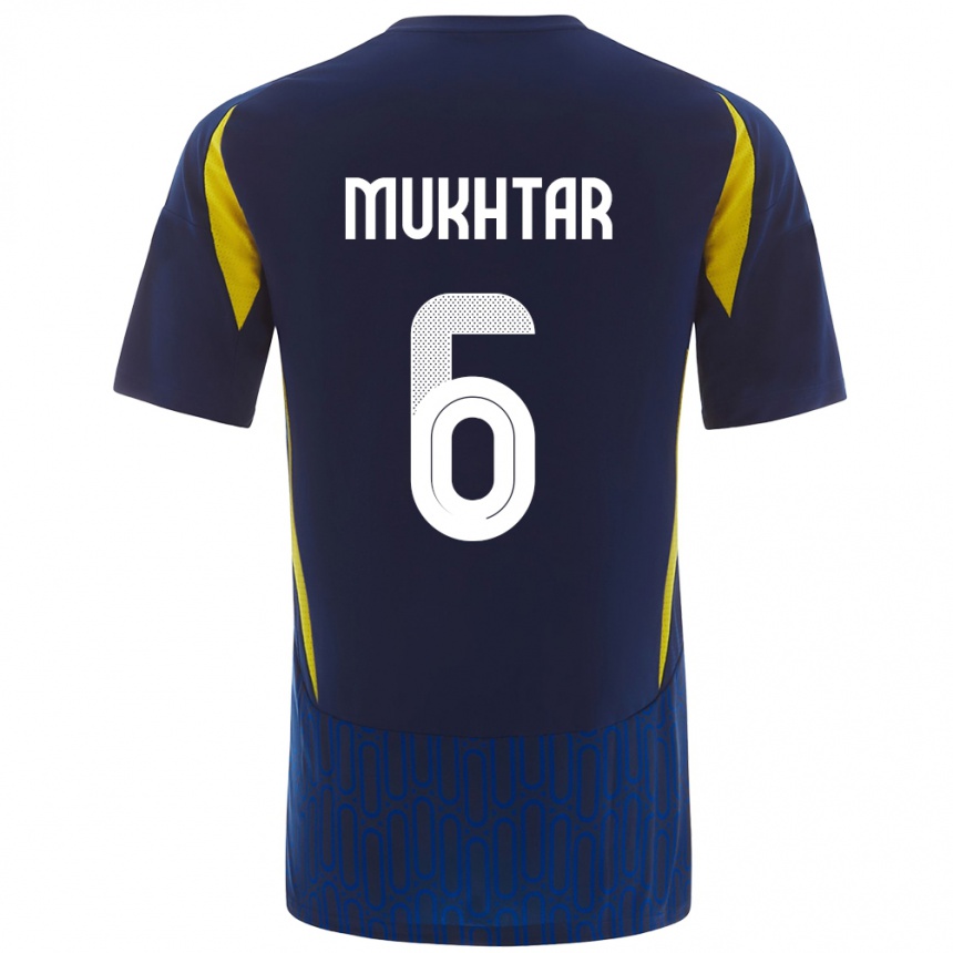 Vyrai Mukhtar Ali #6 Mėlyna Geltona Išvykos Marškinėliai 2024/25 T-Shirt