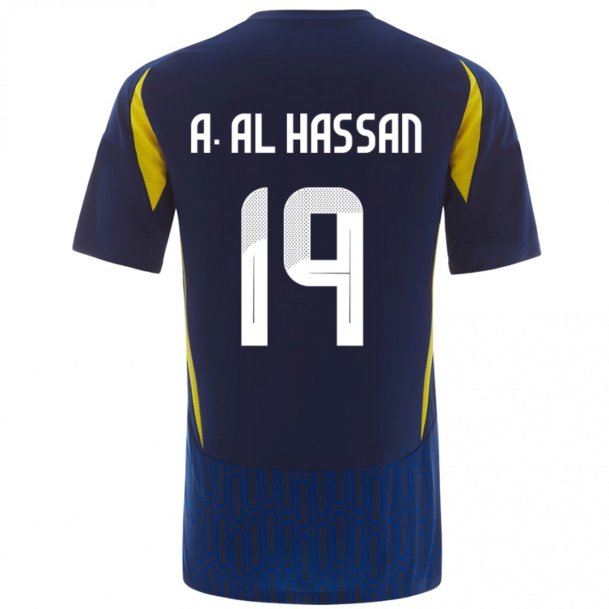 Vyrai Ali Al-Hassan #19 Mėlyna Geltona Išvykos Marškinėliai 2024/25 T-Shirt