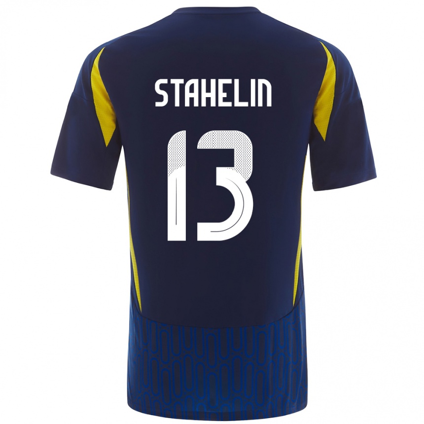 Vyrai Izabela Stahelin #13 Mėlyna Geltona Išvykos Marškinėliai 2024/25 T-Shirt