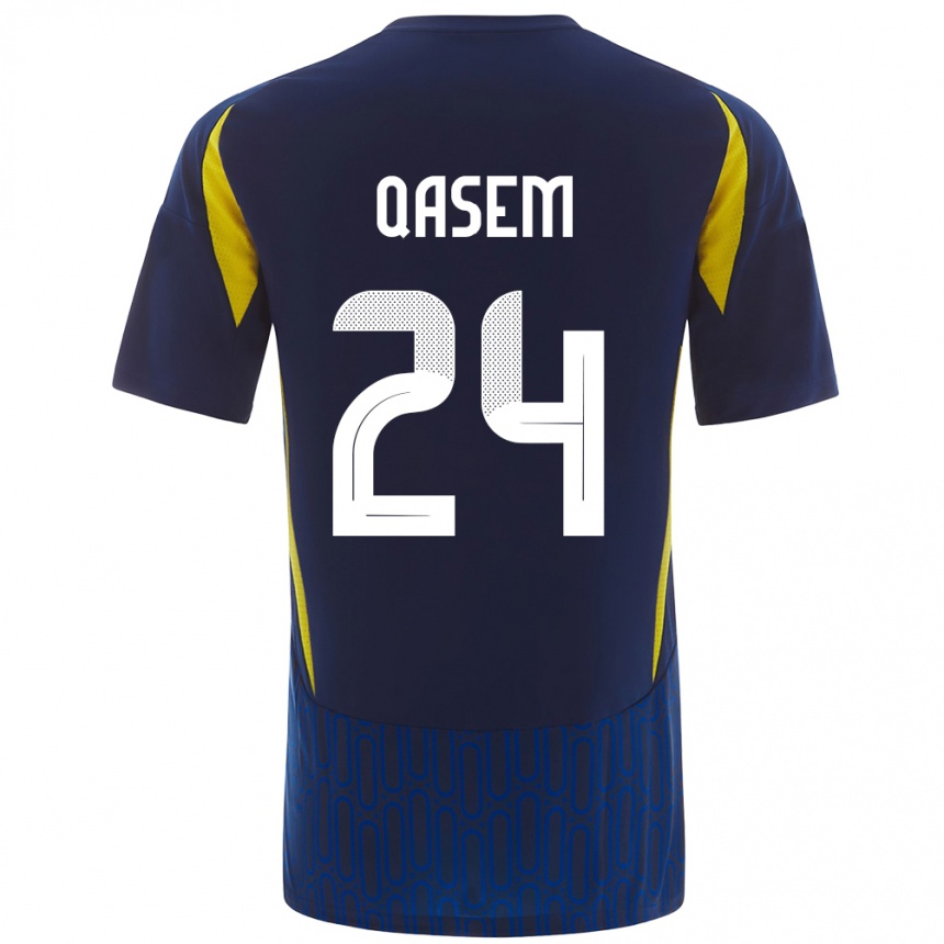 Vyrai Mohammed Qasem #24 Mėlyna Geltona Išvykos Marškinėliai 2024/25 T-Shirt