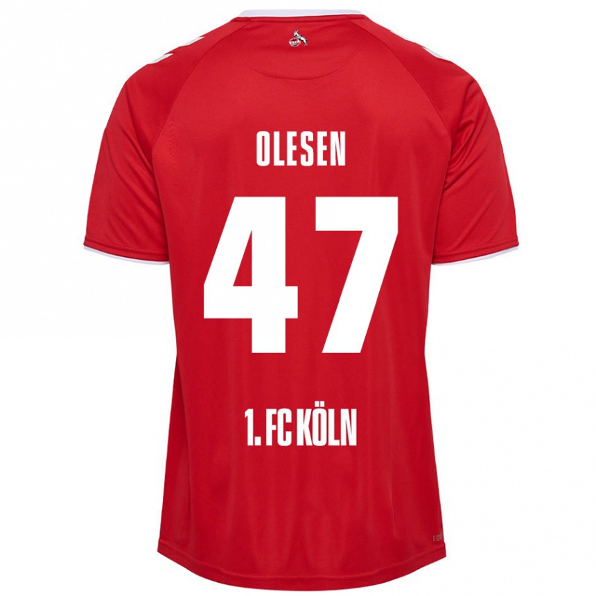 Vyrai Mathias Olesen #47 Raudona Balta Išvykos Marškinėliai 2024/25 T-Shirt