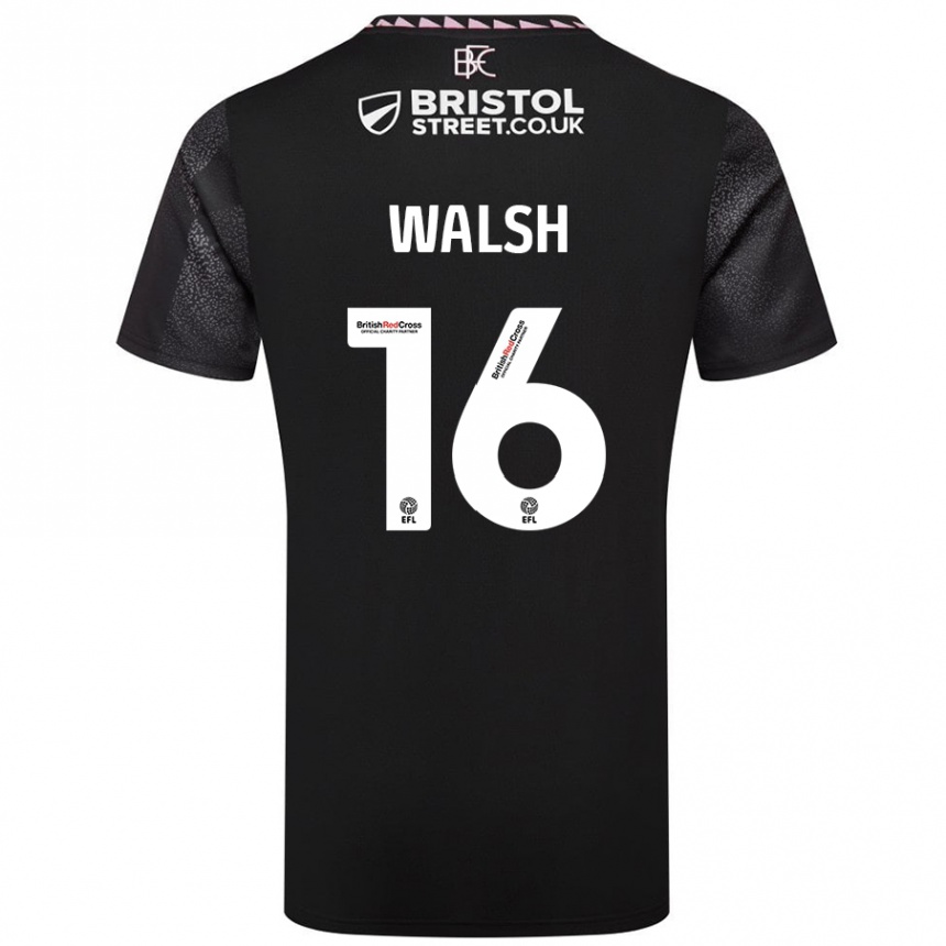 Vyrai Lucy Walsh #16 Juoda Išvykos Marškinėliai 2024/25 T-Shirt