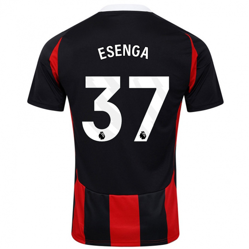 Vyrai Jonathan Esenga #37 Juoda Raudona Išvykos Marškinėliai 2024/25 T-Shirt