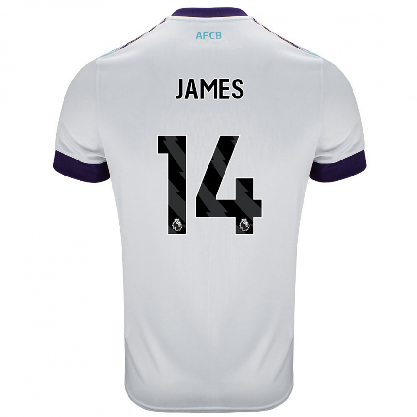 Vyrai Katie James #14 Balta Žalia Violetinė Išvykos Marškinėliai 2024/25 T-Shirt