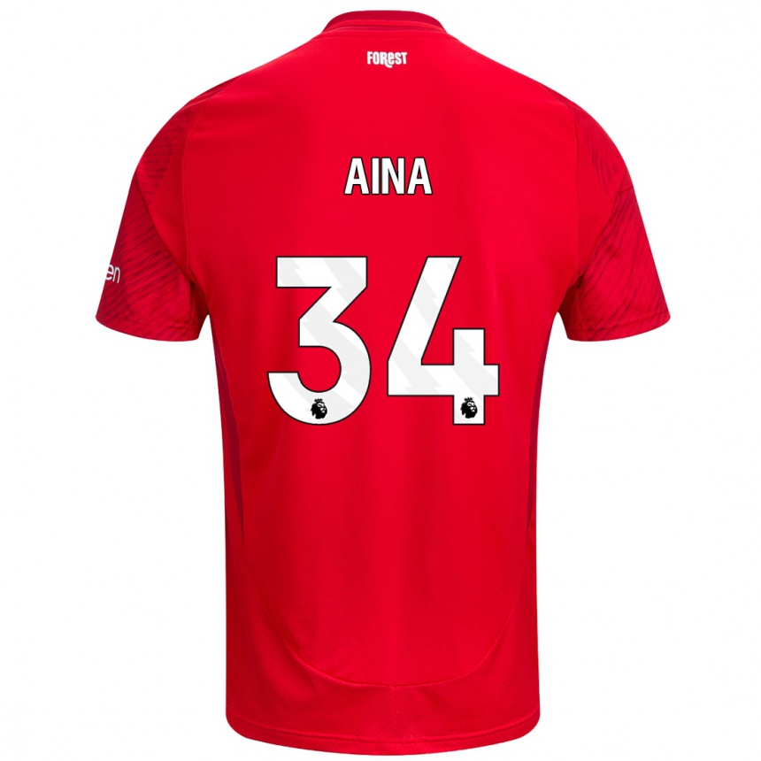 Moteriškas Ola Aina #34 Raudona Balta Namų Marškinėliai 2024/25 T-Shirt