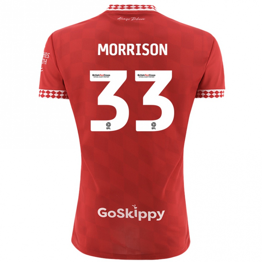 Moteriškas Elijah Morrison #33 Raudona Namų Marškinėliai 2024/25 T-Shirt