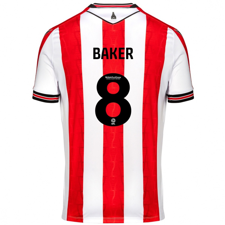 Moteriškas Lewis Baker #8 Raudona Balta Namų Marškinėliai 2024/25 T-Shirt