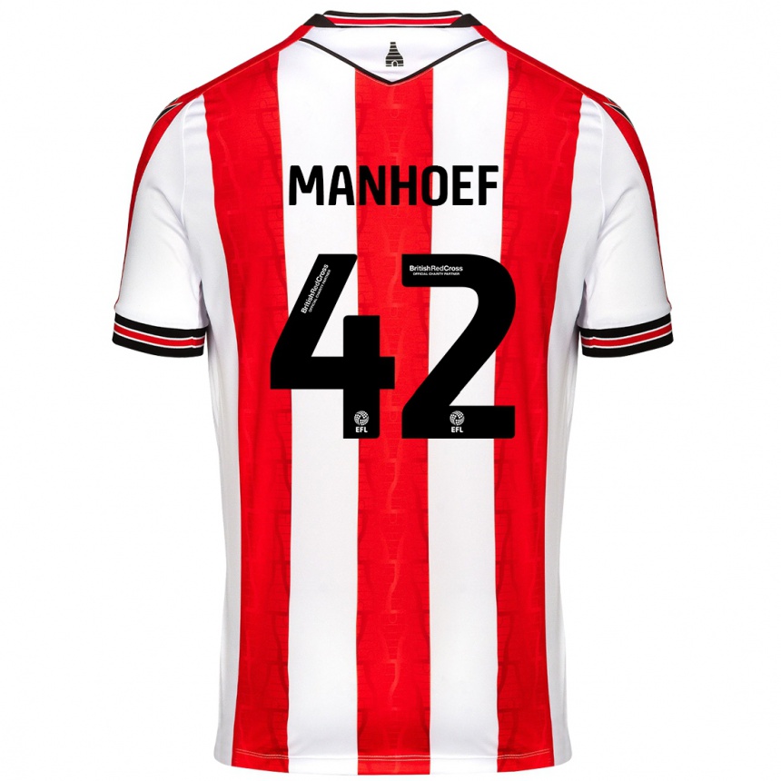 Moteriškas Million Manhoef #42 Raudona Balta Namų Marškinėliai 2024/25 T-Shirt