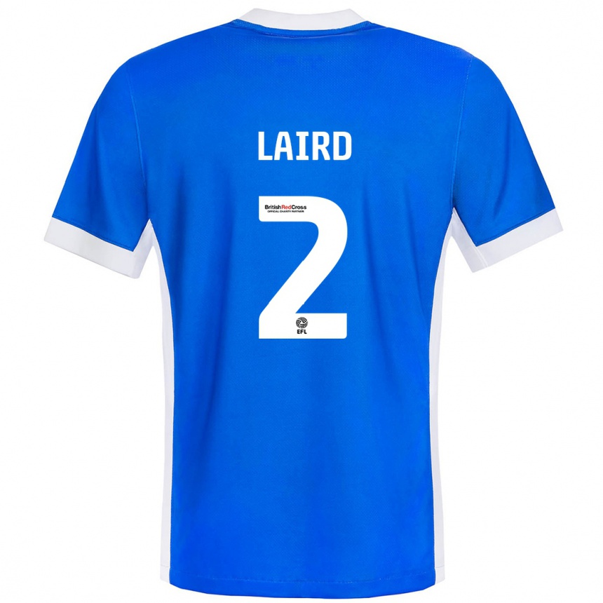 Moteriškas Ethan Laird #2 Mėlyna Balta Namų Marškinėliai 2024/25 T-Shirt