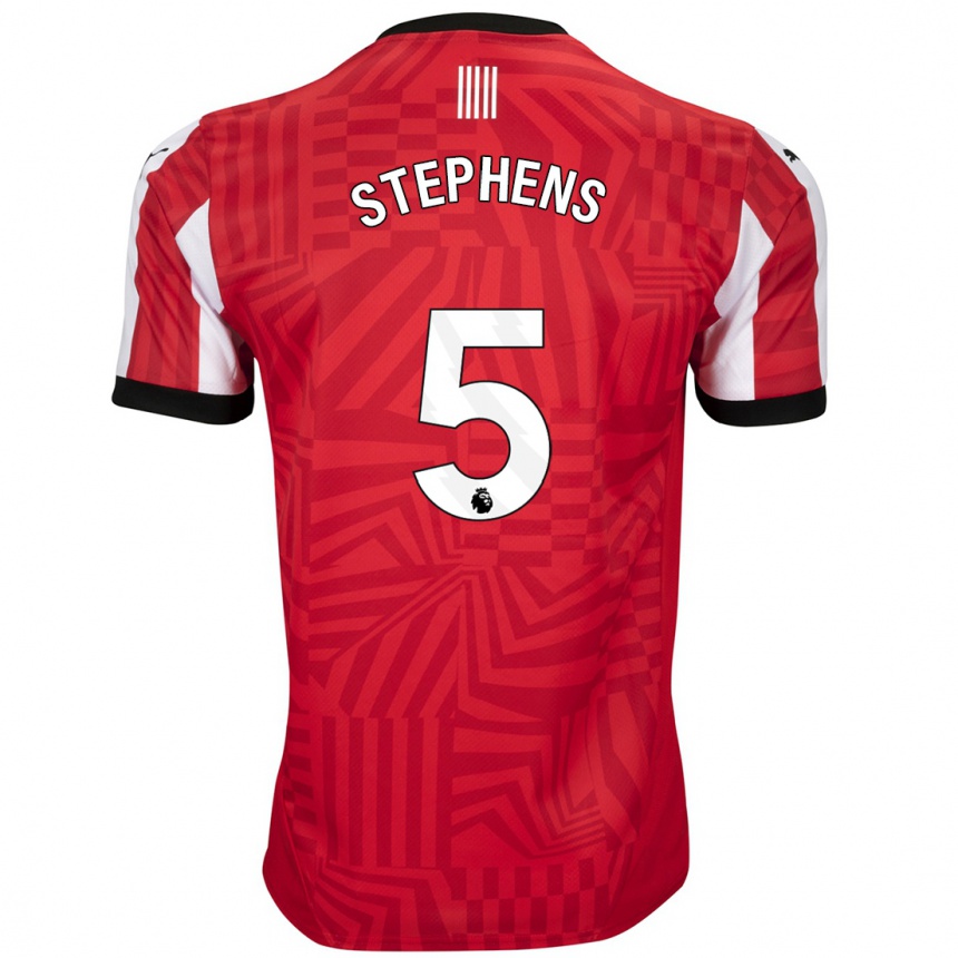 Moteriškas Jack Stephens #5 Raudona Balta Namų Marškinėliai 2024/25 T-Shirt