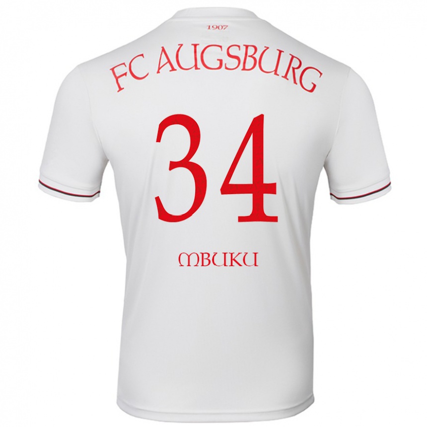 Moteriškas Nathanaël Mbuku #34 Baltas Namų Marškinėliai 2024/25 T-Shirt