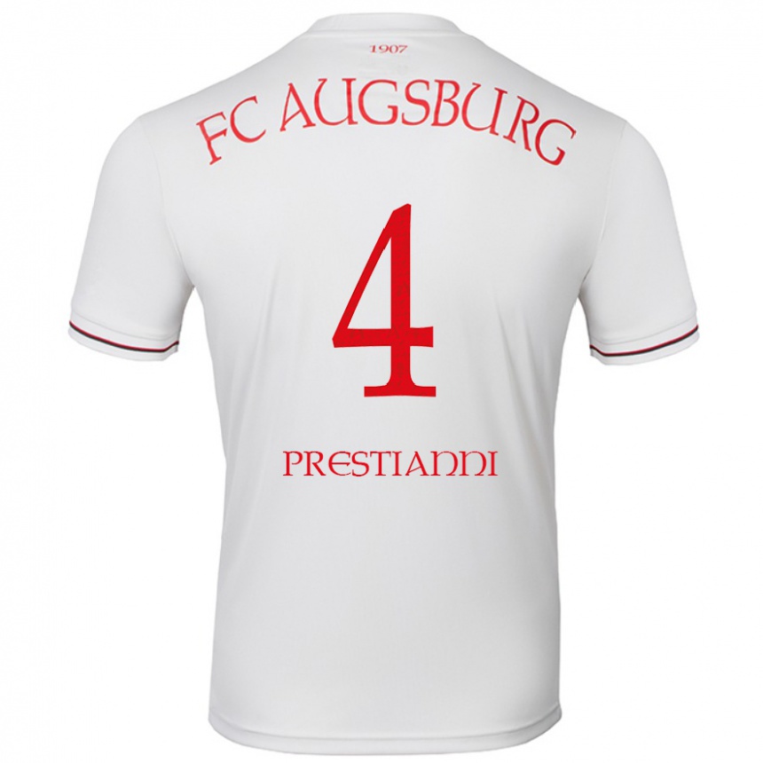 Moteriškas Luis Prestianni #4 Baltas Namų Marškinėliai 2024/25 T-Shirt