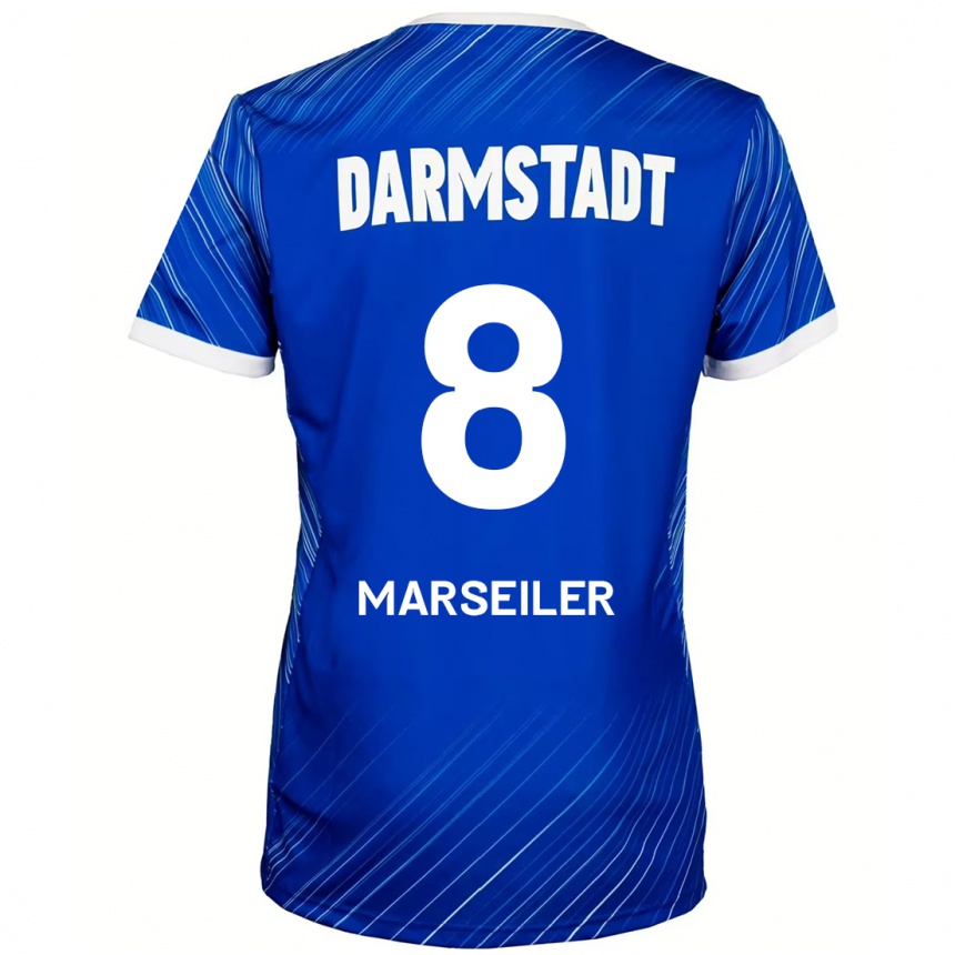 Moteriškas Luca Marseiler #8 Mėlyna Balta Namų Marškinėliai 2024/25 T-Shirt