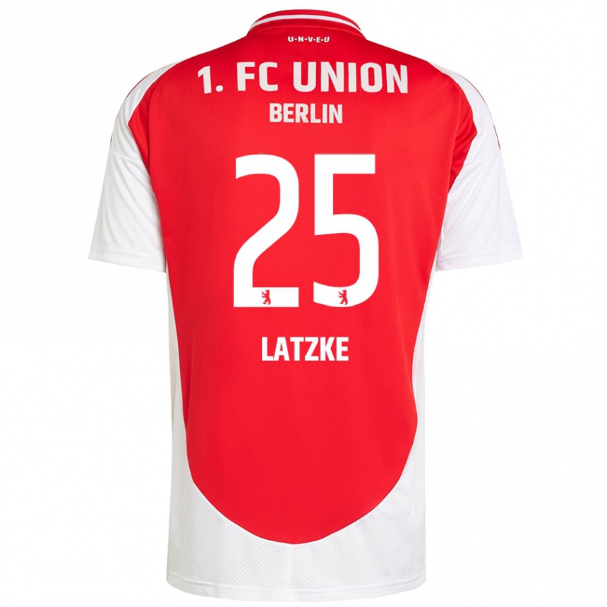 Moteriškas Jannes Latzke #25 Raudona Balta Namų Marškinėliai 2024/25 T-Shirt