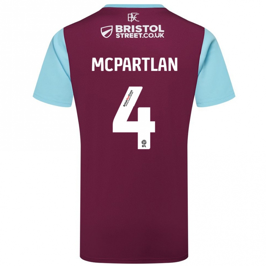 Moteriškas Brenna Mcpartlan #4 Burgundijos Dangaus Mėlynas Namų Marškinėliai 2024/25 T-Shirt