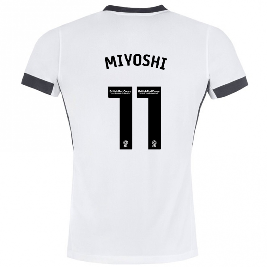 Moteriškas Koji Miyoshi #11 Balta Juoda Išvykos Marškinėliai 2024/25 T-Shirt