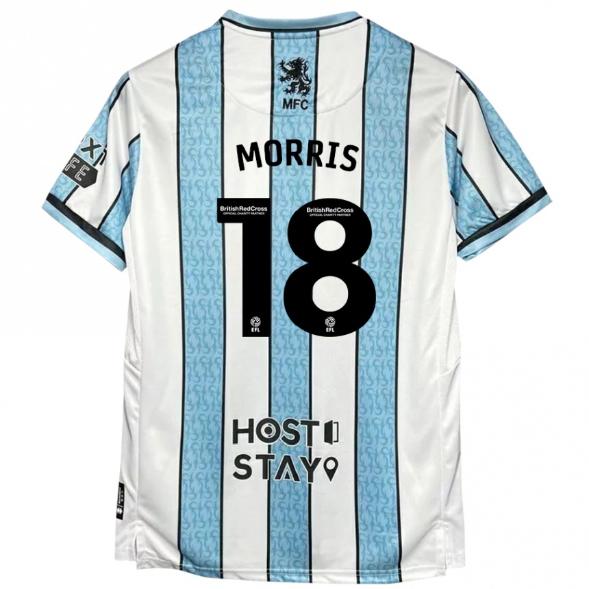 Moteriškas Aidan Morris #18 Balta Mėlyna Išvykos Marškinėliai 2024/25 T-Shirt