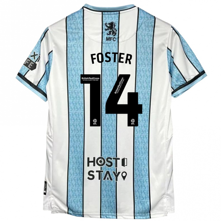 Moteriškas Emma Foster #14 Balta Mėlyna Išvykos Marškinėliai 2024/25 T-Shirt