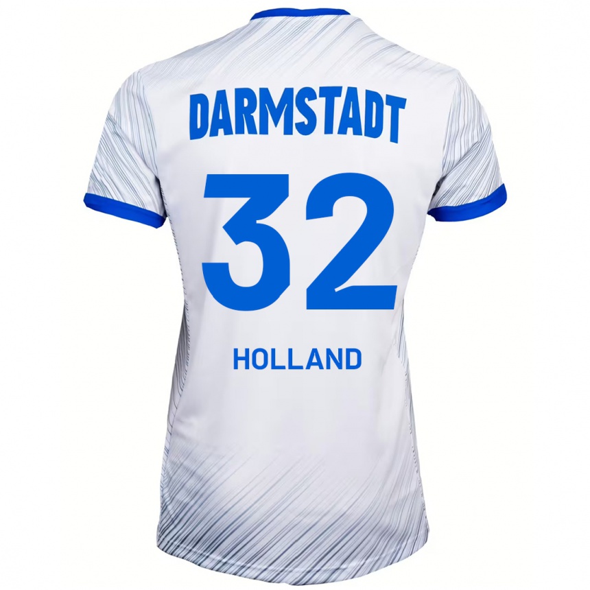 Moteriškas Fabian Holland #32 Balta Mėlyna Išvykos Marškinėliai 2024/25 T-Shirt