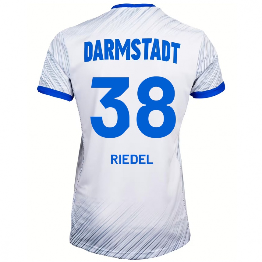 Moteriškas Clemens Riedel #38 Balta Mėlyna Išvykos Marškinėliai 2024/25 T-Shirt