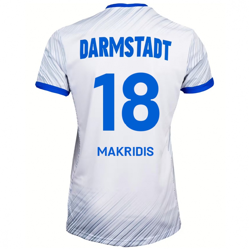 Moteriškas Georgios Makridis #18 Balta Mėlyna Išvykos Marškinėliai 2024/25 T-Shirt